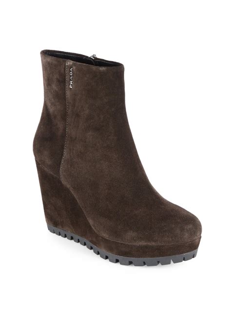 prada suede wedge boots|prada ankle boots women's.